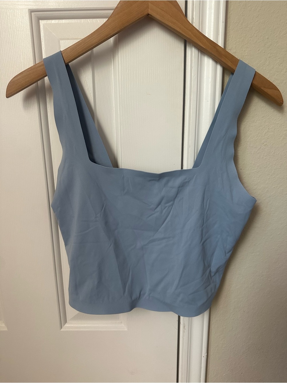 Aerie Square Neck Seamless Cropped Tank Top - Light Blue